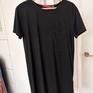 Saks Fifth Avenue Classic Black TShirt Dress in Suede